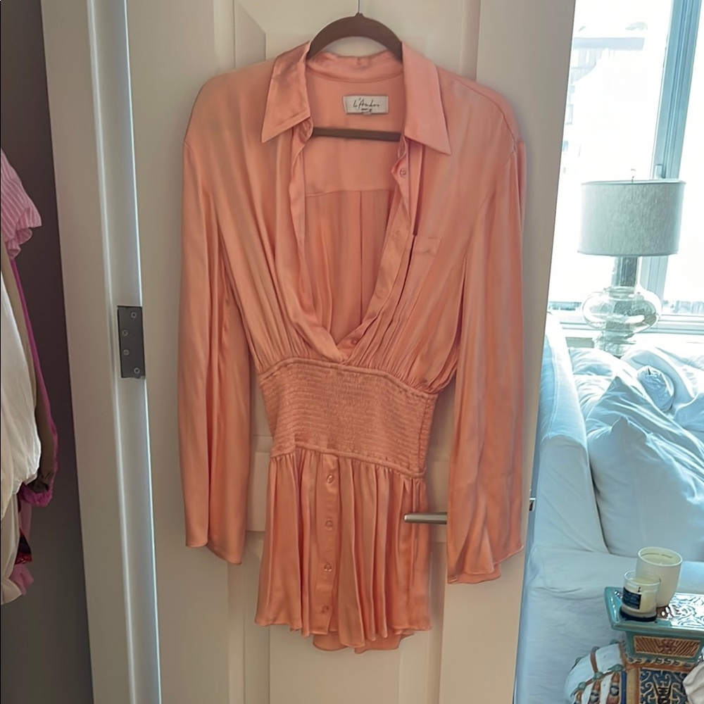 L’academie Coral Long Sleeve silky Dress
